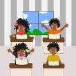 African children go to school room