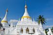 White pagoda architecture of northern Thailand.