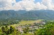 Landscape high angle view of the city in the valley.