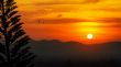Sunset over mountain range