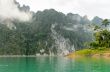 Beautiful high mountains and green lake