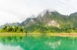 Beautiful green river and mountains