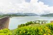 Scenic point of green lake at Ratchaprapha Dam