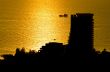 Silhouette view Hua Hin city at sunrise