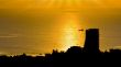Silhouette view Hua Hin city at sunrise