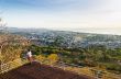 Traveler on view point Hua Hin city at sunrise