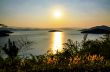 Landscape of the lake at sunset.