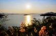 Landscape of the lake at sunset.