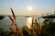 Landscape of the lake at sunset.