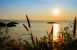 High angle view beautiful lake at sunset