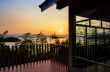 High angle view beautiful lake at sunset from resort