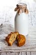 bottle of milk and fresh baked bread 