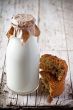 bottle of milk and fresh baked bread