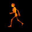 walking  skeleton by X-rays in red
