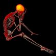 3d rendered blue skeleton of a sitting
