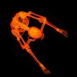 3d rendered red skeleton of a sitting