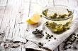 cup of green tea and lemon