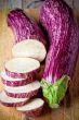 two fresh eggplants