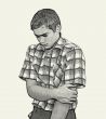 Sketch Teen boy body language - Shy Unconfident  