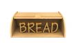 3d bread box and word bread made of bread pieces