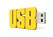 yellow usb flash memory made of word - usb