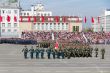Russian soldiers march at the parade