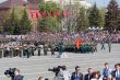 Russian military orchestra march at the parade