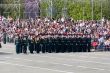 Russian soldiers march at the parade