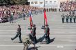 Russian soldiers march at the parade