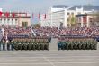Russian soldiers march at the parade