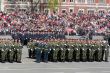 Russian soldiers march at the parade