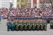 Russian soldiers march at the parade