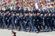 Russian soldiers march at the parade