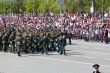 Russian soldiers march at the parade