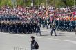 Russian soldiers march at the parade