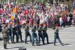 Russian soldiers march at the parade