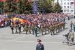 Russian military orchestra march at the parade