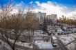 Winter city landscape by fisheye view