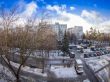Winter city landscape by fisheye view