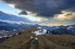 Winter evening mountain plateau landscape (Carpathian, Ukraine)