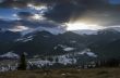 Winter evening mountain plateau landscape (Carpathian, Ukraine)