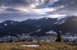 Winter evening mountain plateau landscape (Carpathian, Ukraine)