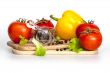 Sweet pepper of yellow color and ripe tomatoes