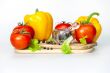 Sweet pepper of yellow color and ripe tomatoes