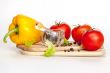 Sweet pepper of yellow color and ripe tomatoes