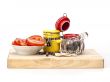 Black pepper, slices of tomato and containers