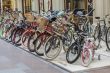 bicycles are exposed in a trading floor of GUM shop