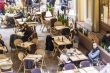 Moscow, GUM. Cafe in a trading floor of the GUM