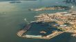 Aerial view of the shores of Brooklyn Borough, New York
