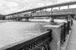Moscow. River embankment Moscow. Metro bridge